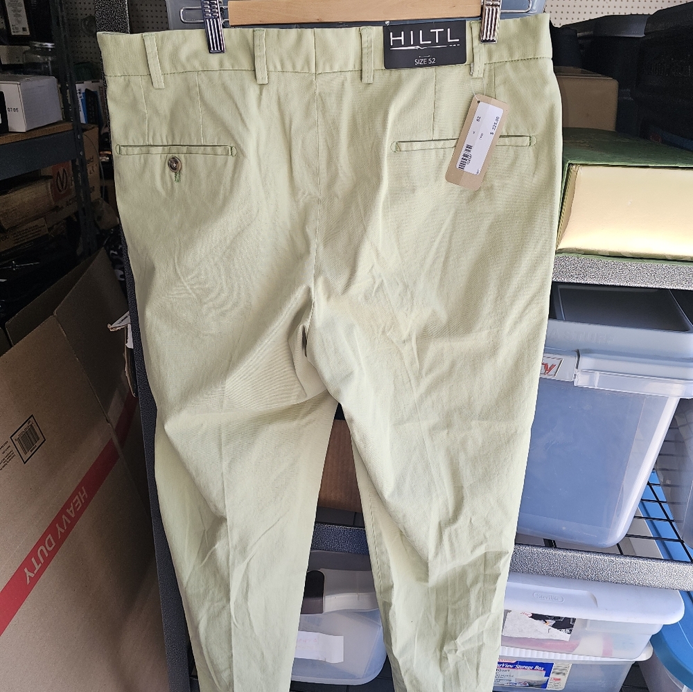 Men's Hiltl Pants, 36/32, Olive Green, Made In Italy, NEW